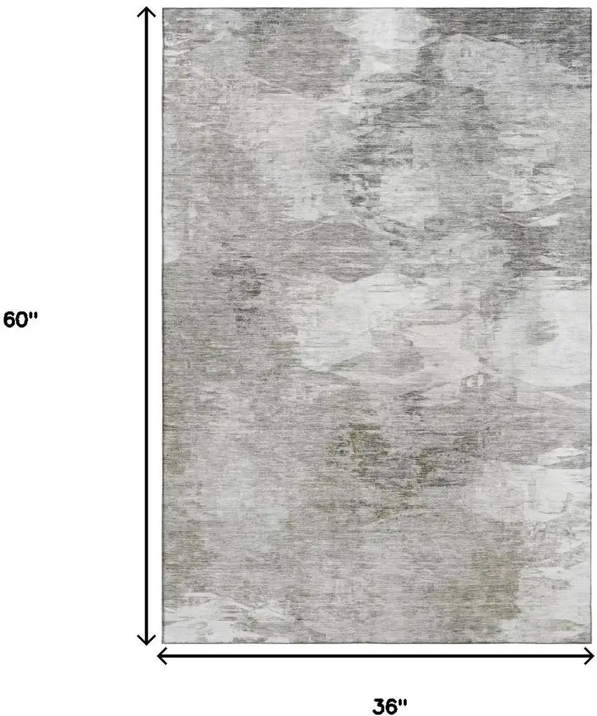 Beige And Ivory Abstract Washable Area Rug With UV Protection Photo 3