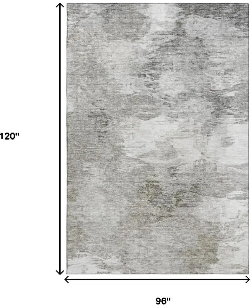 Beige And Ivory Abstract Washable Area Rug With UV Protection Photo 6
