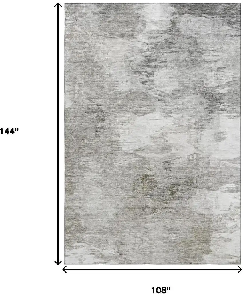 Beige And Ivory Abstract Washable Area Rug With UV Protection Photo 6