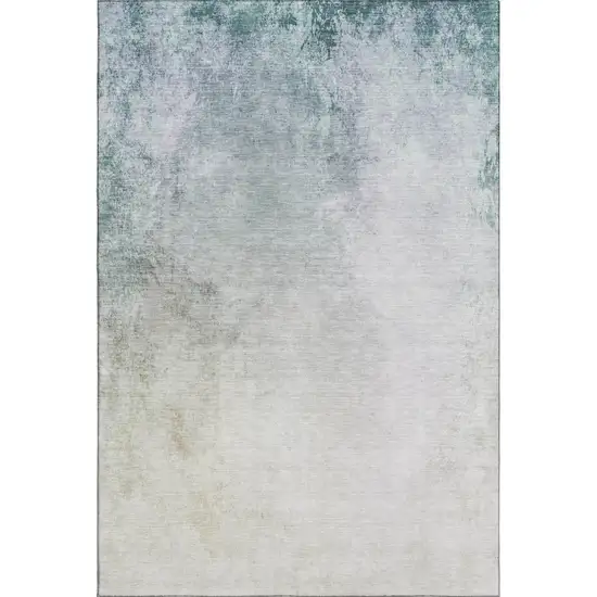 Beige And Ivory Abstract Washable Area Rug With UV Protection Photo 2
