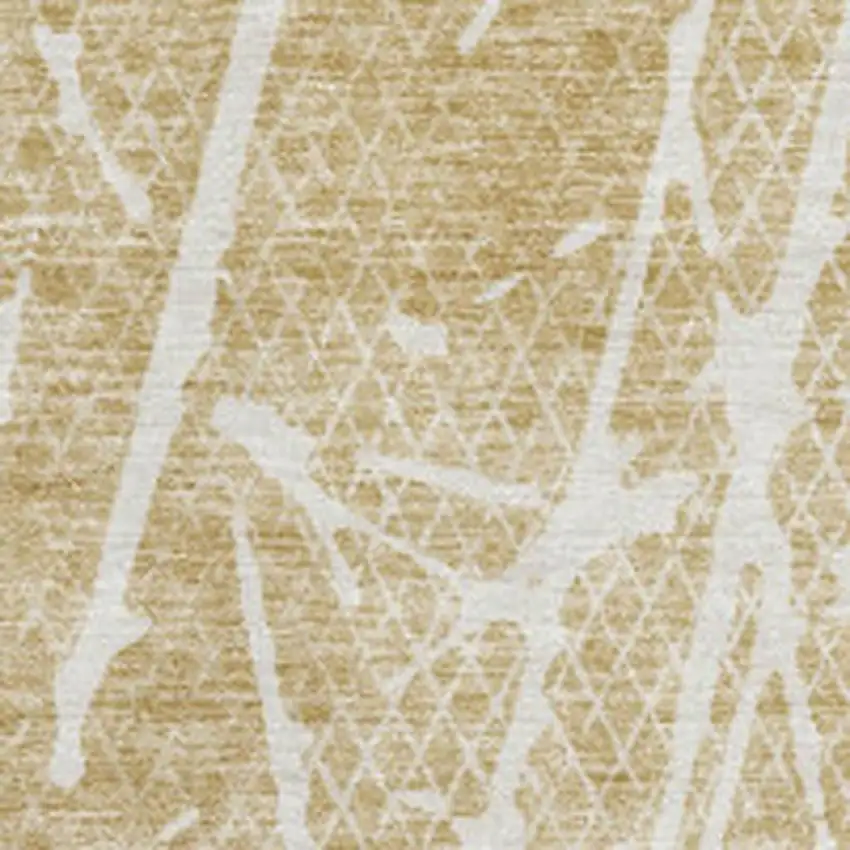Beige And Ivory Abstract Washable Area Rug With UV Protection Photo 3