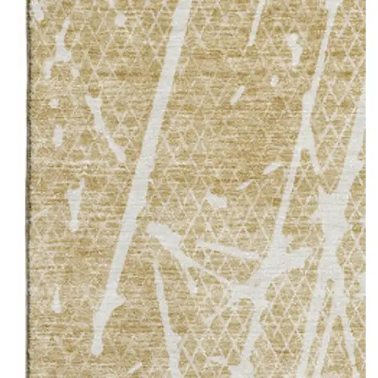 Beige And Ivory Abstract Washable Area Rug With UV Protection Photo 8