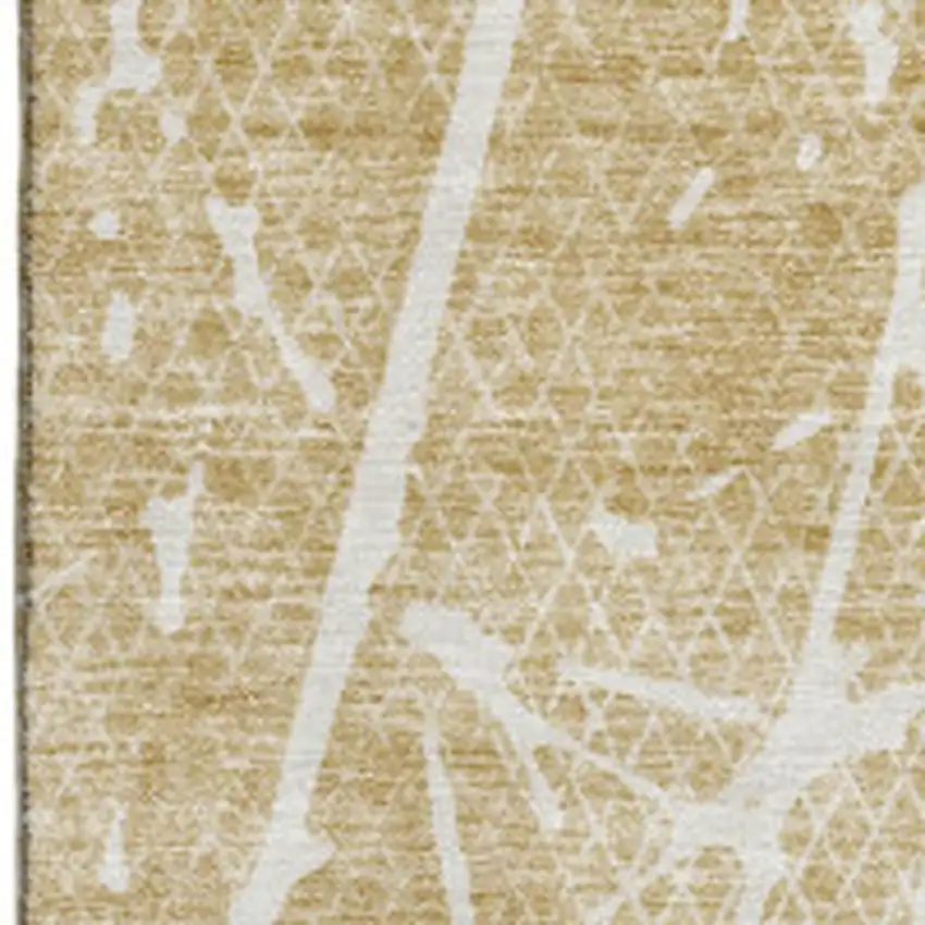 Beige And Ivory Abstract Washable Area Rug With UV Protection Photo 8
