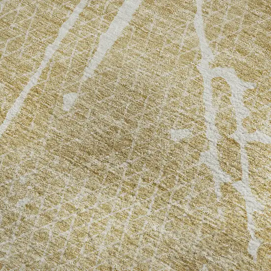 Beige And Ivory Abstract Washable Area Rug With UV Protection Photo 7