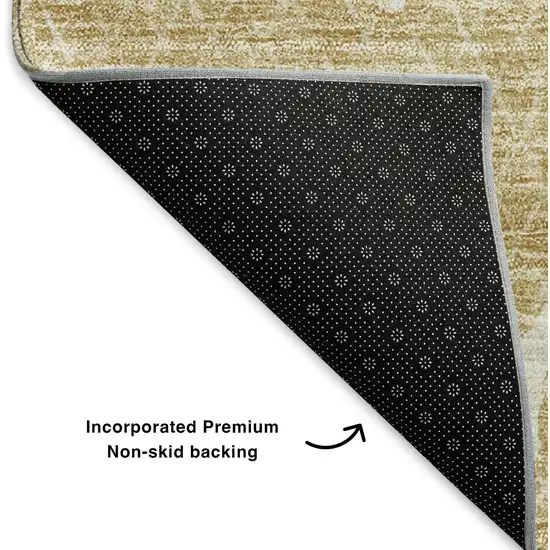 Beige And Ivory Abstract Washable Area Rug With UV Protection Photo 9