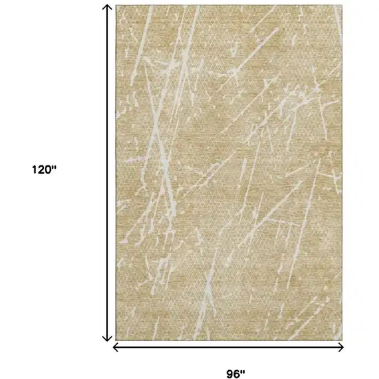 Beige And Ivory Abstract Washable Area Rug With UV Protection Photo 7
