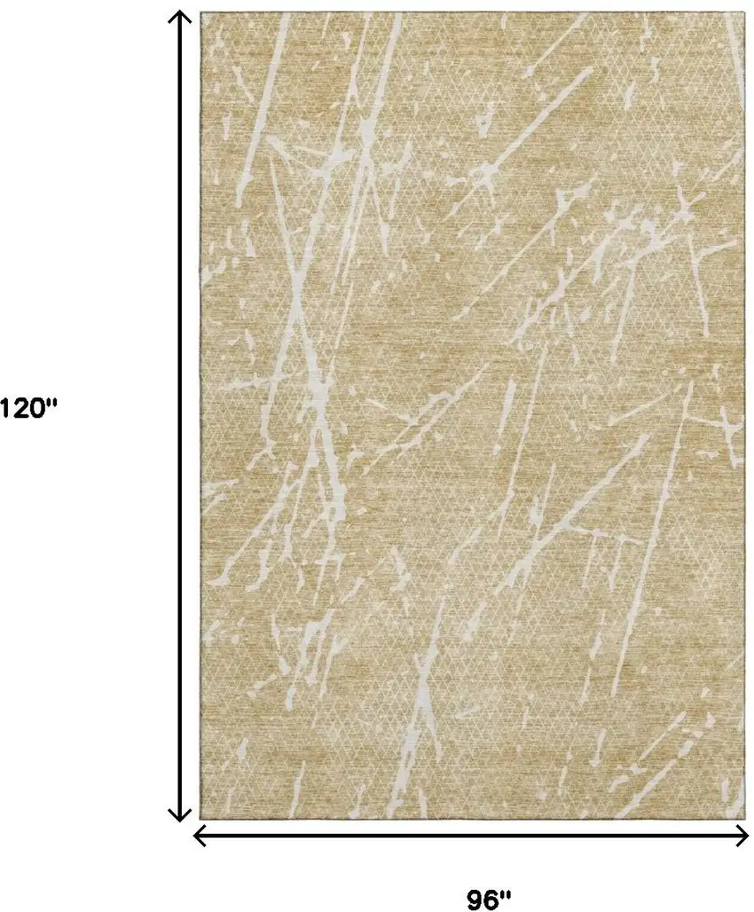 Beige And Ivory Abstract Washable Area Rug With UV Protection Photo 7