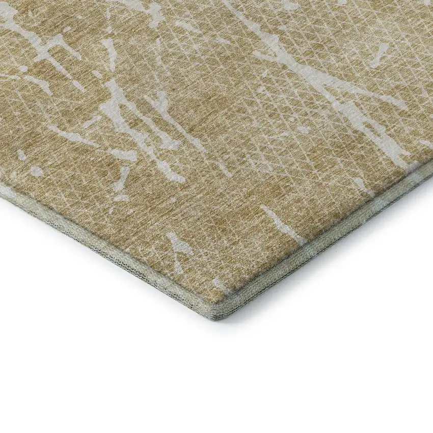 Beige And Ivory Abstract Washable Area Rug With UV Protection Photo 9