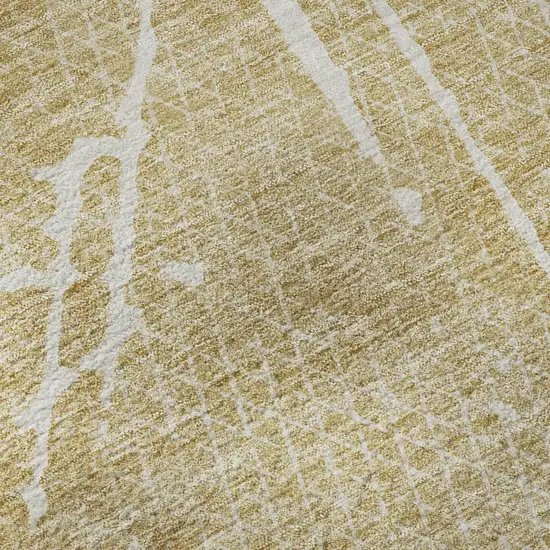 Beige And Ivory Abstract Washable Area Rug With UV Protection Photo 9