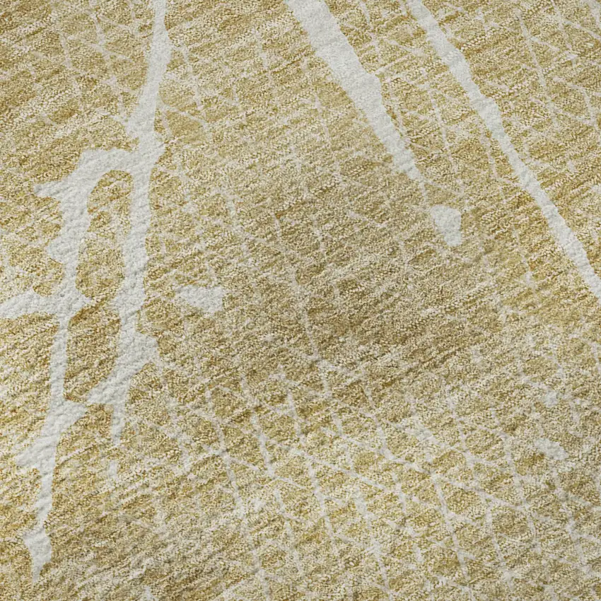 Beige And Ivory Abstract Washable Area Rug With UV Protection Photo 9