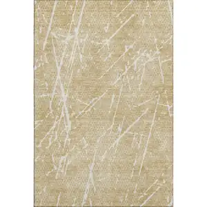 Photo of Beige And Ivory Abstract Washable Area Rug With UV Protection