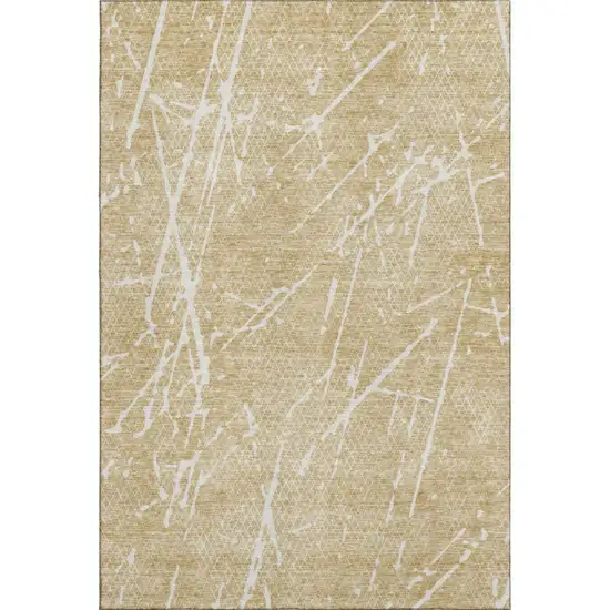 Beige And Ivory Abstract Washable Area Rug With UV Protection Photo 1