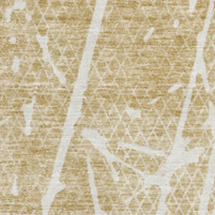 Beige And Ivory Abstract Washable Area Rug With UV Protection Photo 3