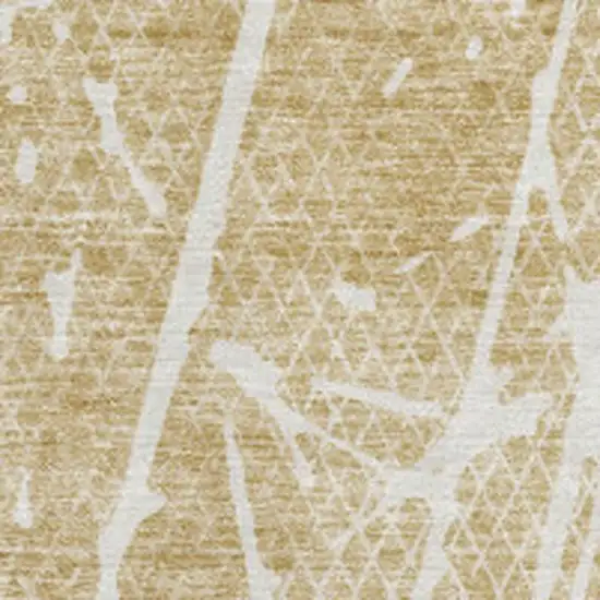 Beige And Ivory Abstract Washable Area Rug With UV Protection Photo 8