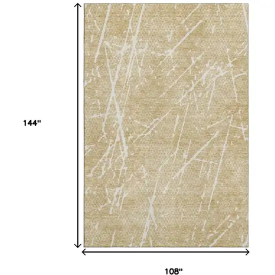 Beige And Ivory Abstract Washable Area Rug With UV Protection Photo 7