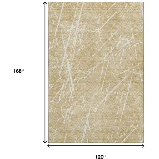 Beige And Ivory Abstract Washable Area Rug With UV Protection Photo 7