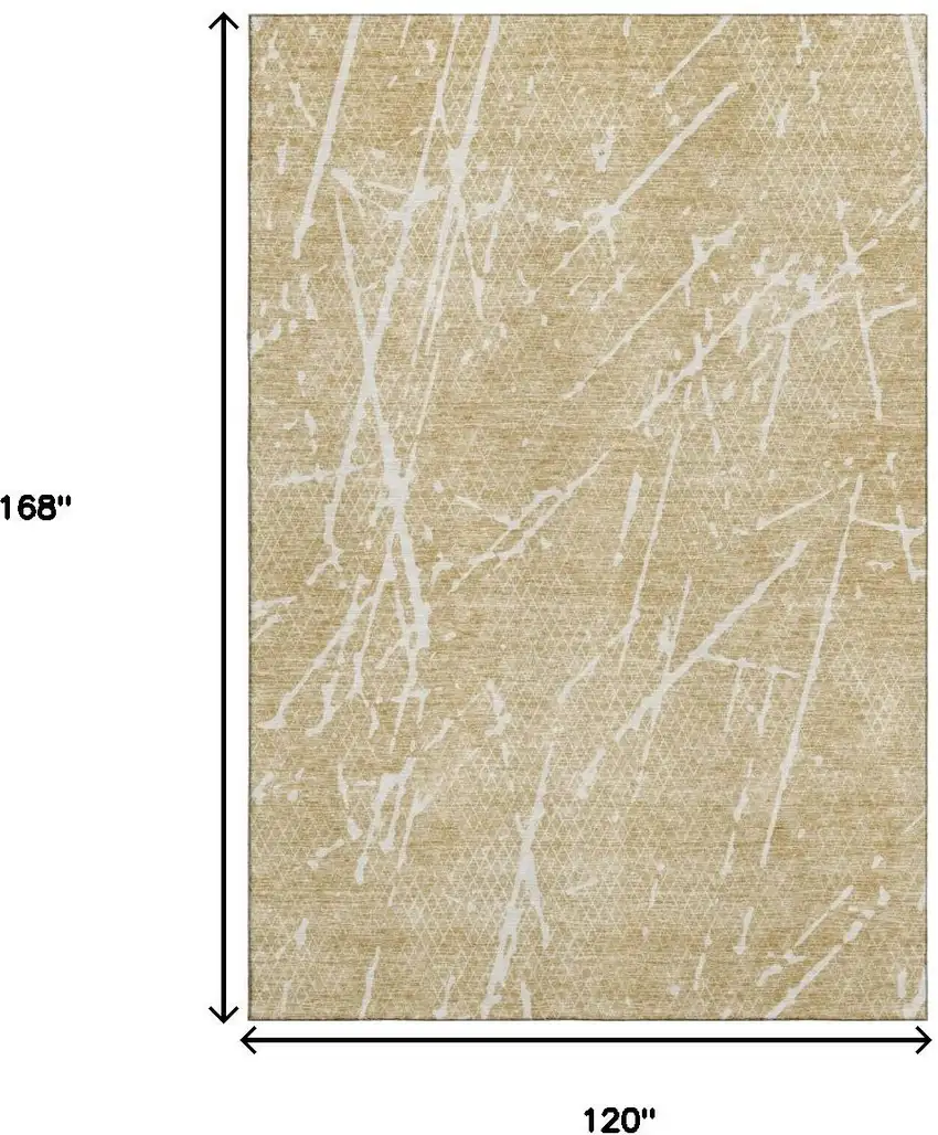 Beige And Ivory Abstract Washable Area Rug With UV Protection Photo 7