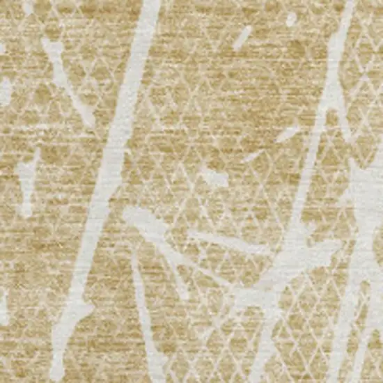 Beige And Ivory Abstract Washable Area Rug With UV Protection Photo 3