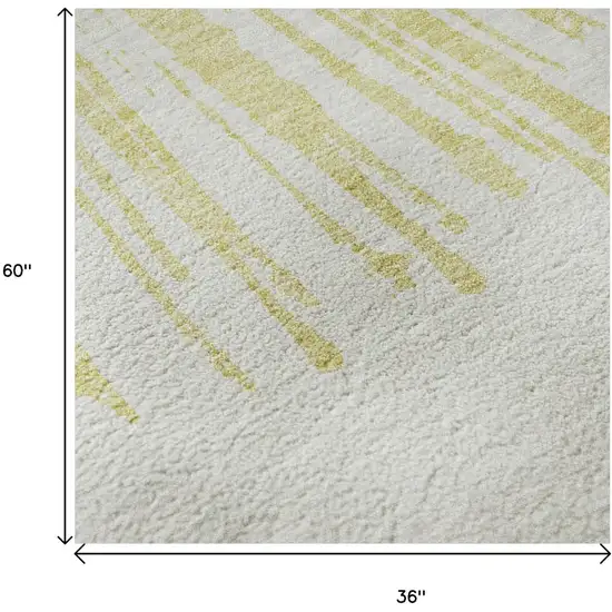 Beige And Ivory Abstract Washable Area Rug With UV Protection Photo 9