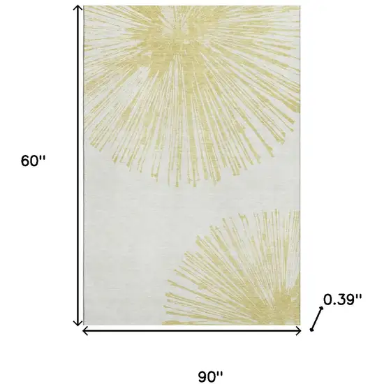 Beige And Ivory Abstract Washable Area Rug With UV Protection Photo 3