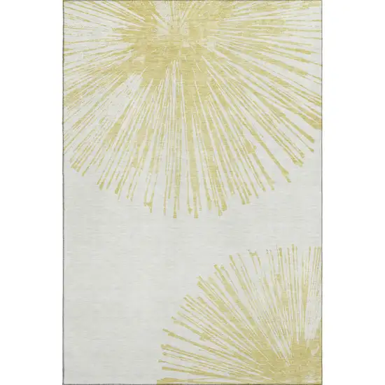 Beige And Ivory Abstract Washable Area Rug With UV Protection Photo 4