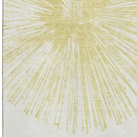 Beige And Ivory Abstract Washable Area Rug With UV Protection Photo 3