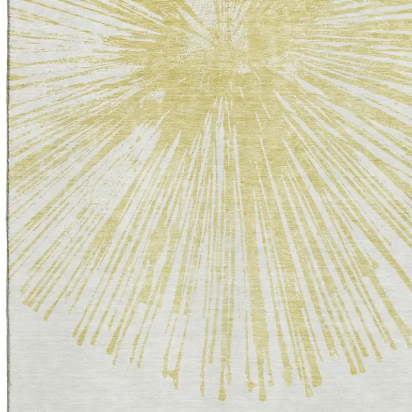 Beige And Ivory Abstract Washable Area Rug With UV Protection Photo 3
