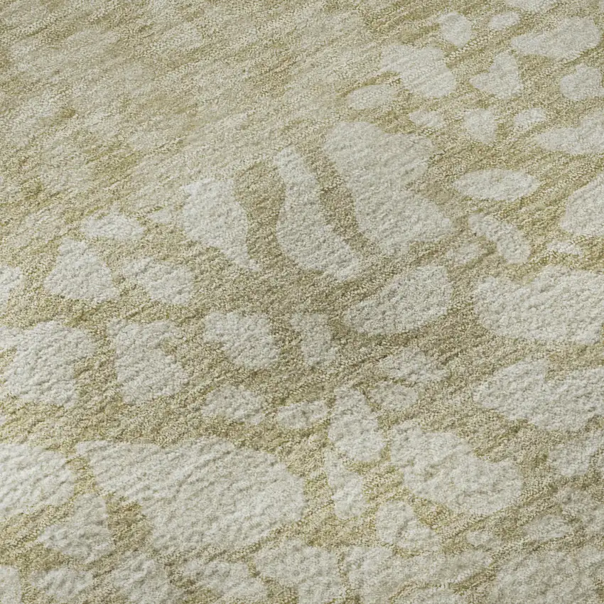 Beige And Ivory Abstract Washable Area Rug With UV Protection Photo 9