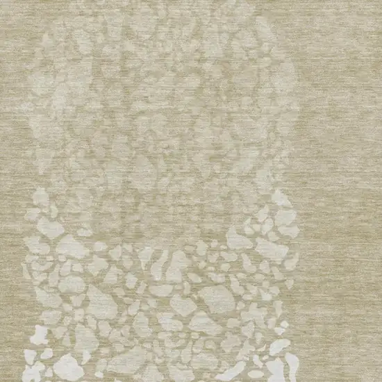 Beige And Ivory Abstract Washable Area Rug With UV Protection Photo 2