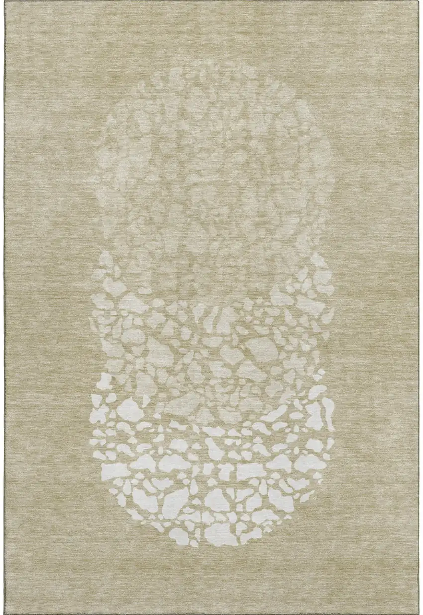 Beige And Ivory Abstract Washable Area Rug With UV Protection Photo 1