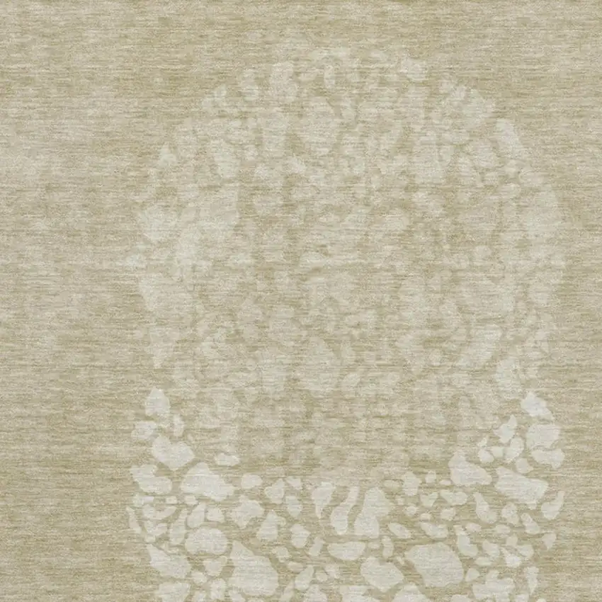 Beige And Ivory Abstract Washable Area Rug With UV Protection Photo 2