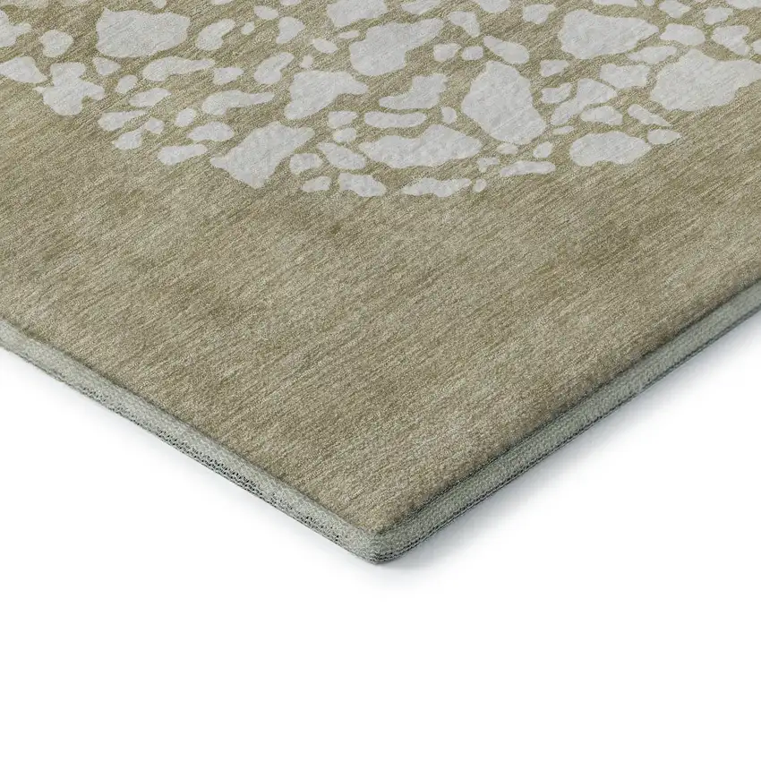 Beige And Ivory Abstract Washable Area Rug With UV Protection Photo 7