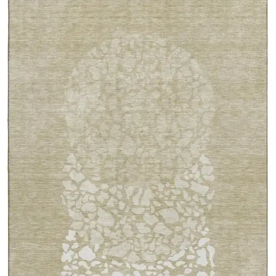 Beige And Ivory Abstract Washable Area Rug With UV Protection Photo 2