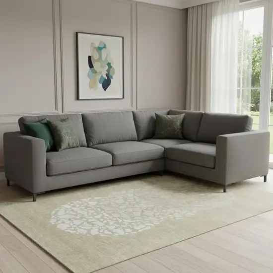 Beige And Ivory Abstract Washable Area Rug With UV Protection Photo 1