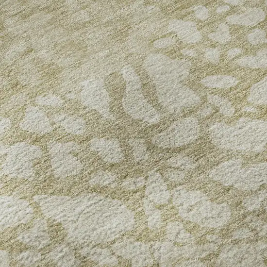 Beige And Ivory Abstract Washable Area Rug With UV Protection Photo 9