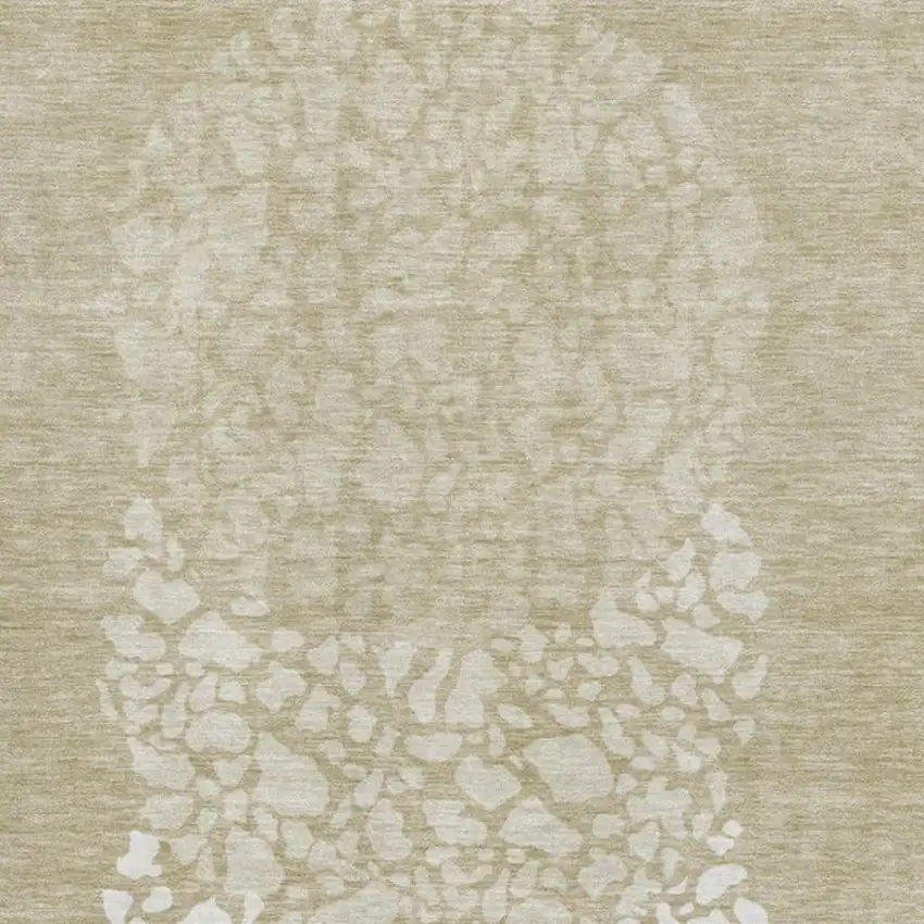 Beige And Ivory Abstract Washable Area Rug With UV Protection Photo 2
