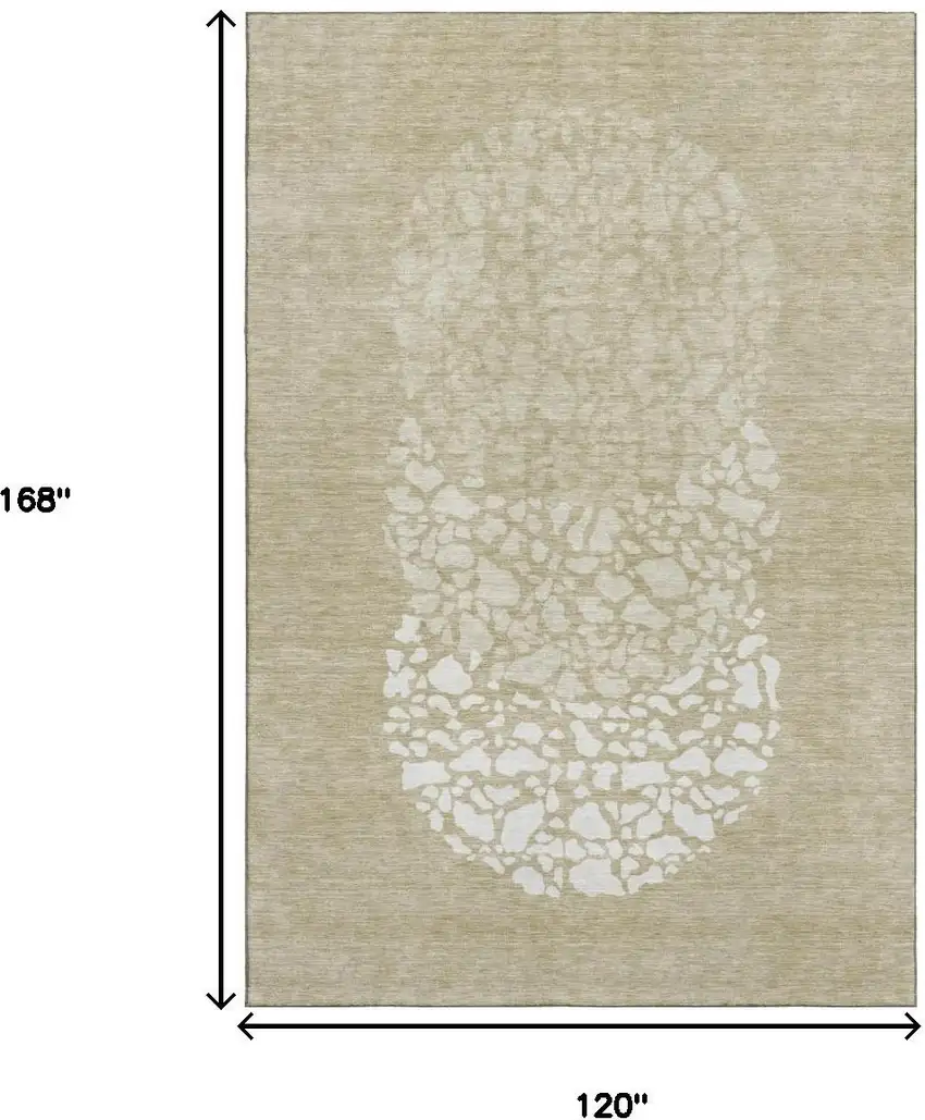 Beige And Ivory Abstract Washable Area Rug With UV Protection Photo 3