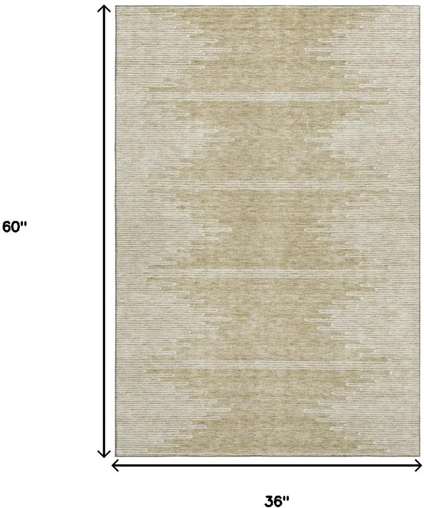 Beige And Ivory Abstract Washable Area Rug With UV Protection Photo 5