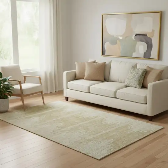 Beige And Ivory Abstract Washable Area Rug With UV Protection Photo 1