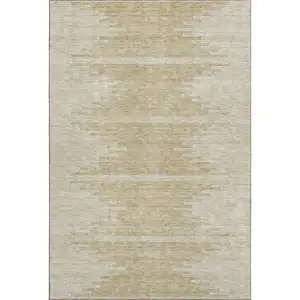 Photo of Beige And Ivory Abstract Washable Area Rug With UV Protection