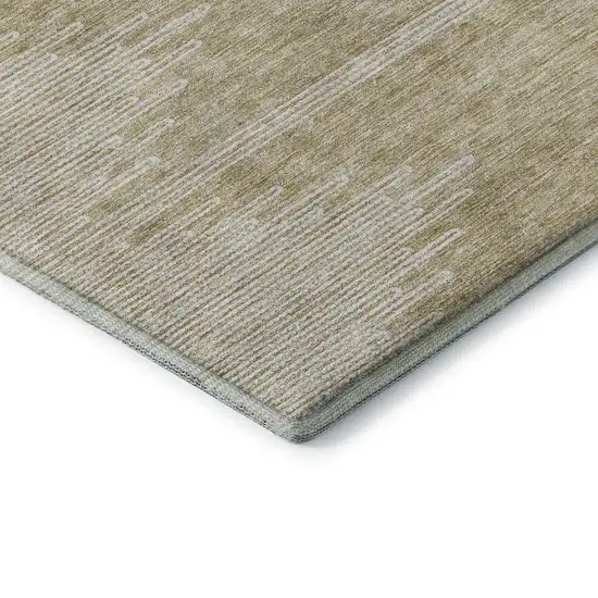 Beige And Ivory Abstract Washable Area Rug With UV Protection Photo 8