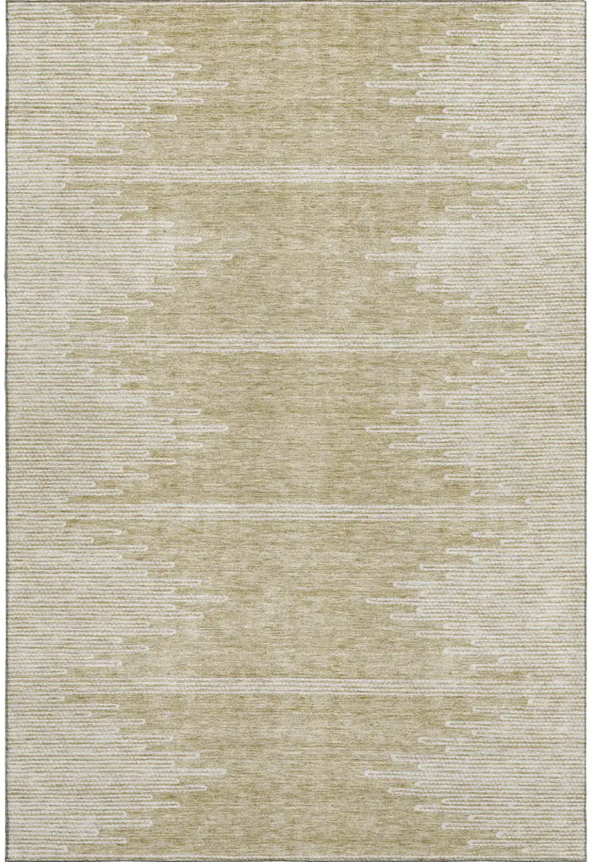 Beige And Ivory Abstract Washable Area Rug With UV Protection Photo 1