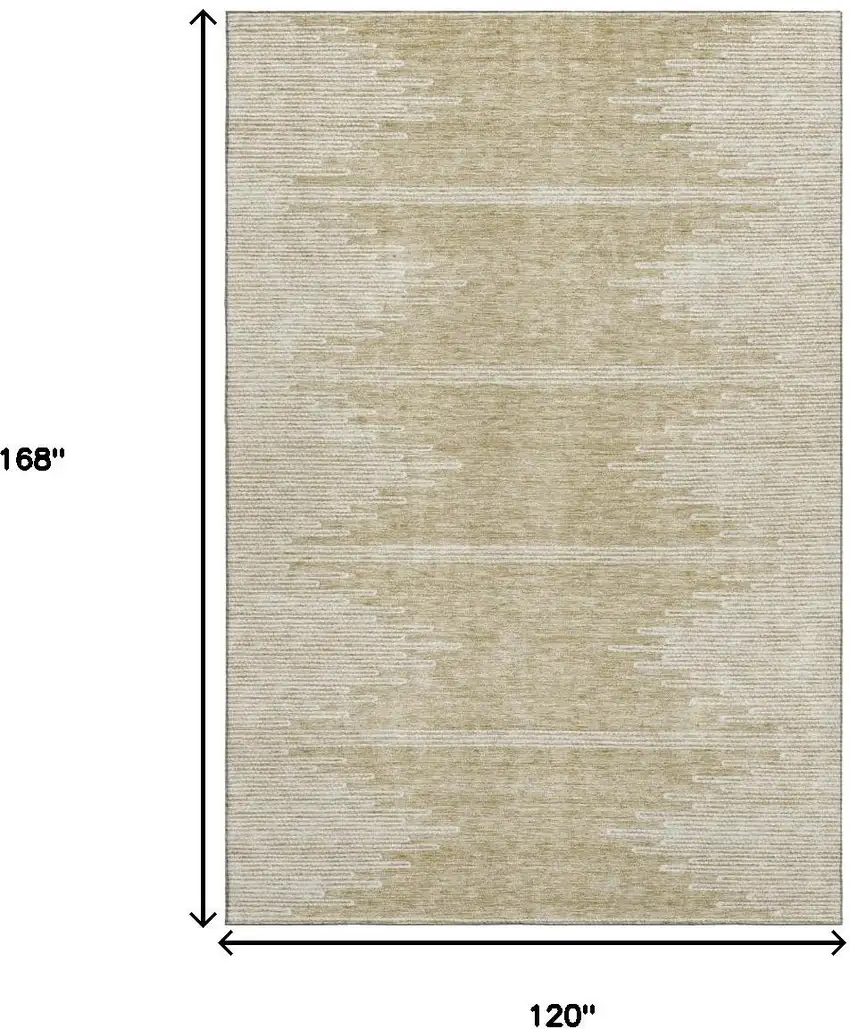 Beige And Ivory Abstract Washable Area Rug With UV Protection Photo 4