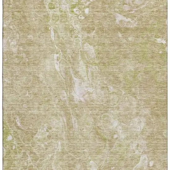 Beige And Ivory Abstract Washable Area Rug With UV Protection Photo 3
