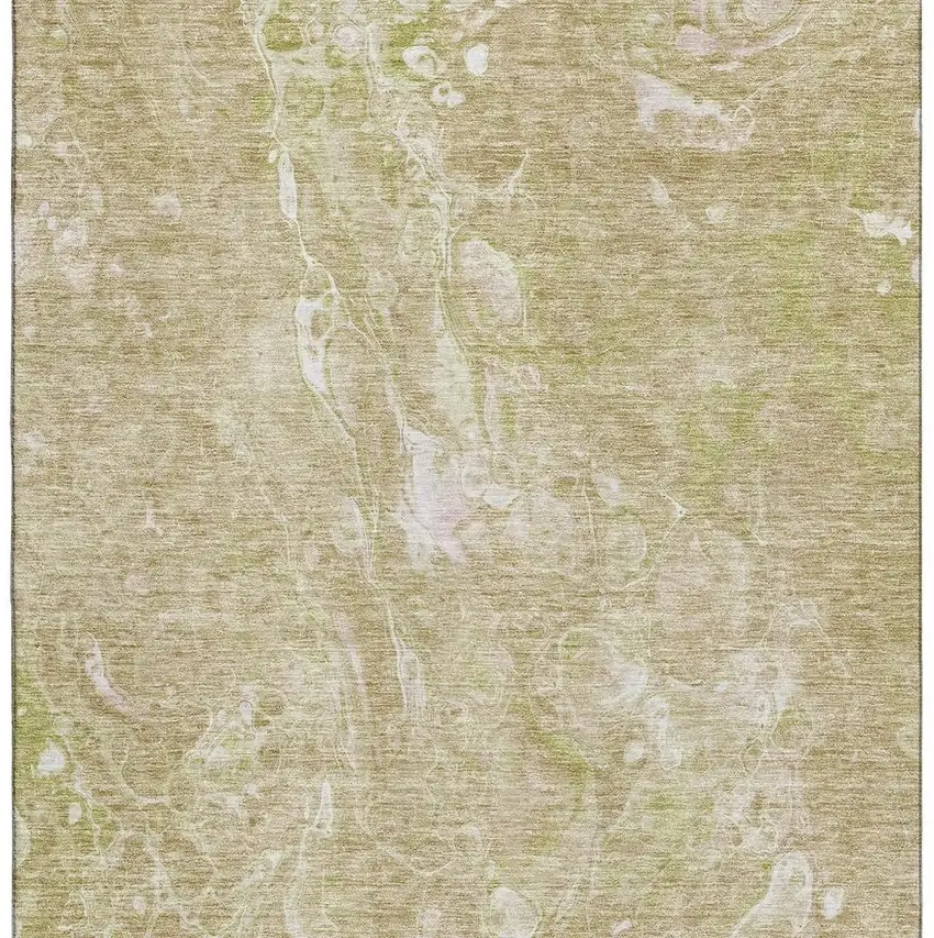 Beige And Ivory Abstract Washable Area Rug With UV Protection Photo 3