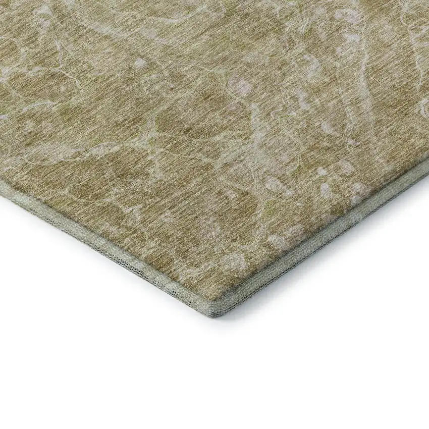 Beige And Ivory Abstract Washable Area Rug With UV Protection Photo 8