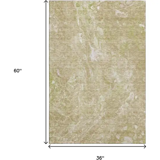 Beige And Ivory Abstract Washable Area Rug With UV Protection Photo 6