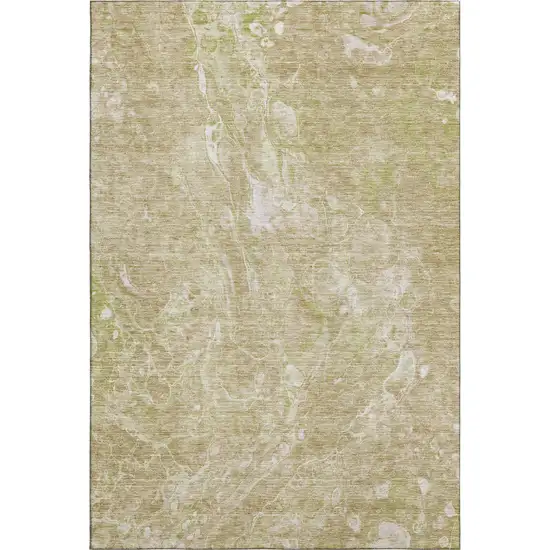 Beige And Ivory Abstract Washable Area Rug With UV Protection Photo 2