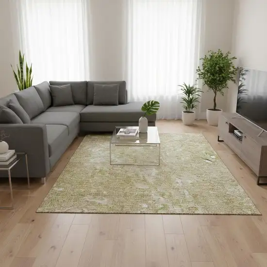 Beige And Ivory Abstract Washable Area Rug With UV Protection Photo 1