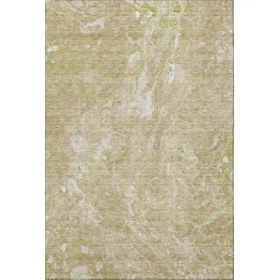 Beige And Ivory Abstract Washable Area Rug With UV Protection Photo 4